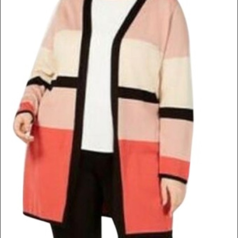 NWT~Alfani Open Front Multi Color Cardigan~Size XL